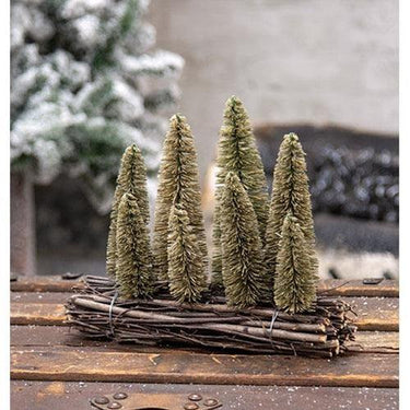 Bottle Brush Christmas Trees on Wooden Log - The Fox Decor